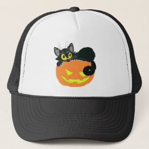 Halloween Black Cat und Pumpkin Truckerkappe