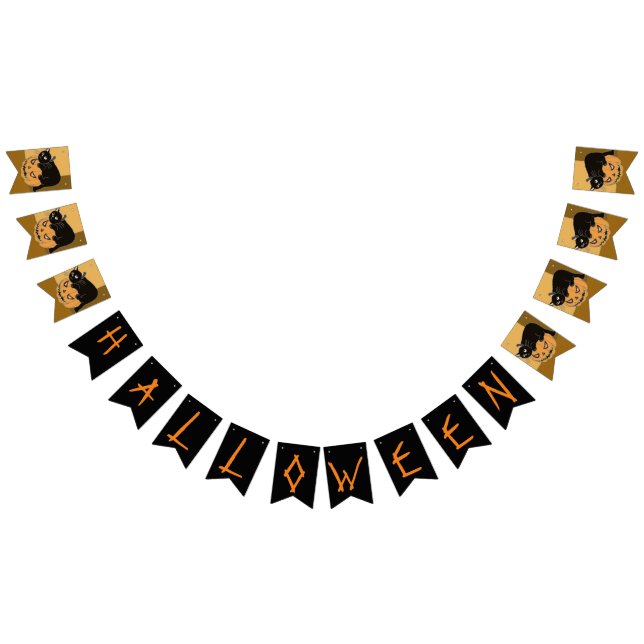 Halloween Black Cat und Pumpkin Wimpelkette (Alle)