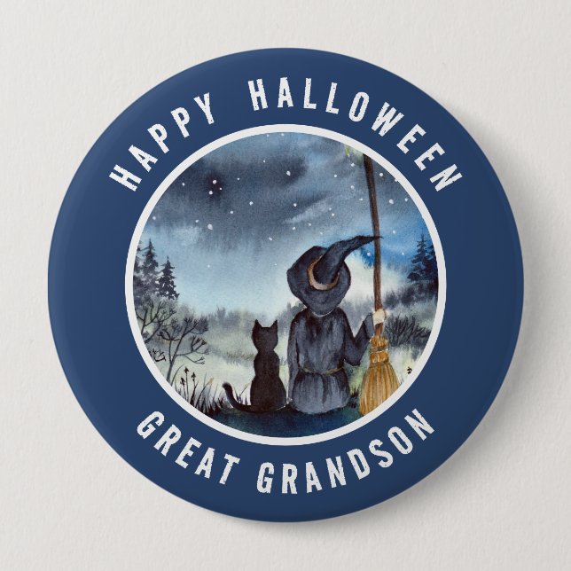 Halloween Black Cat und The Hexenkratzer Nacht Button (Vorderseite)