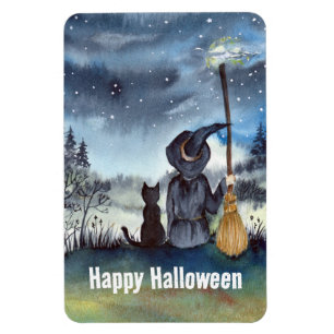 Halloween Black Cat und The Hexenkratzer Nacht Magnet