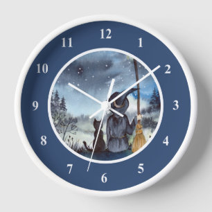 Halloween Black Cat und The Hexenkratzer Nacht Uhr