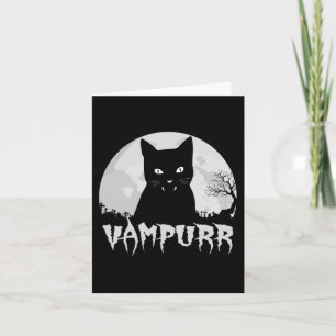 Halloween Black Cat Vampire mit Vollmond - Vampu Karte