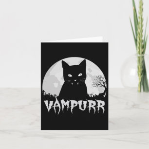 Halloween Black Cat Vampire mit Vollmond - Vampu Karte