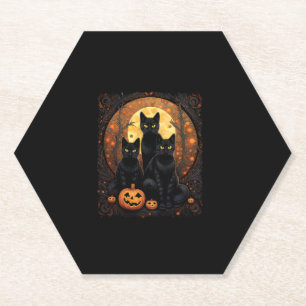 Halloween Black Cat Van Gogh Witch Kawaii Pumpkin Untersetzer