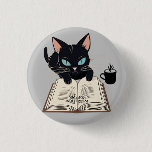 Halloween Black Cat Witch Brew Rezept Buch, Spooky Button