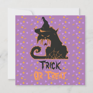Halloween Black Cat Witch Spooky Spider Confetti Karte