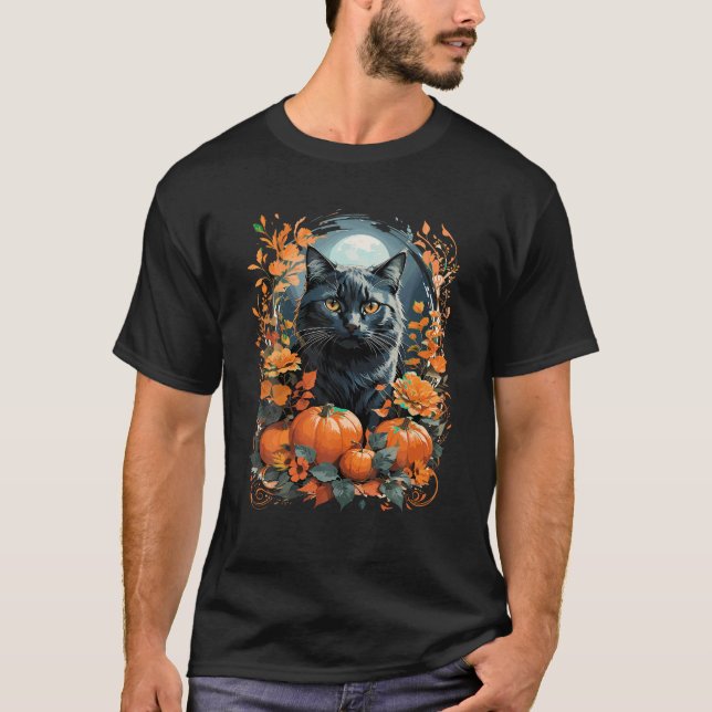 Halloween Black Cat Witz Fall Vibes T Shirt (Vorderseite)
