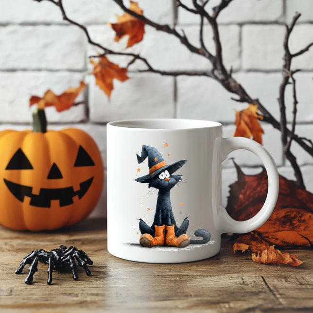 Halloween Black Cat Zweifarbige Tasse (Von Creator hochgeladen)