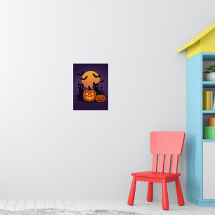 Halloween Black Cats and Pumpkins Poster - Spooky