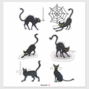 Halloween Black Cats and Spiders Set ID852 Aufkleber