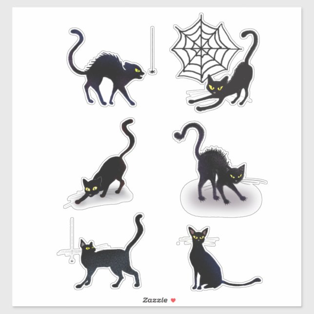 Halloween Black Cats and Spiders Set ID852 Aufkleber (Blatt)