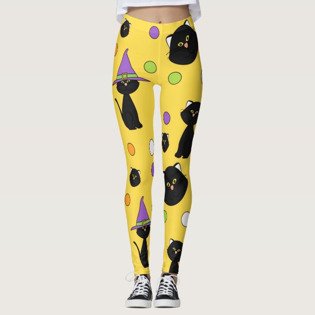 Halloween Black Cats Leggings (Vorderseite)