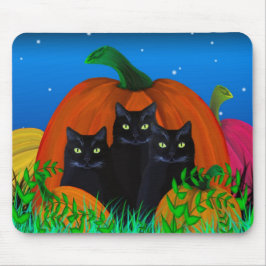 Halloween Black Cats mit Pumpkins Mousepad