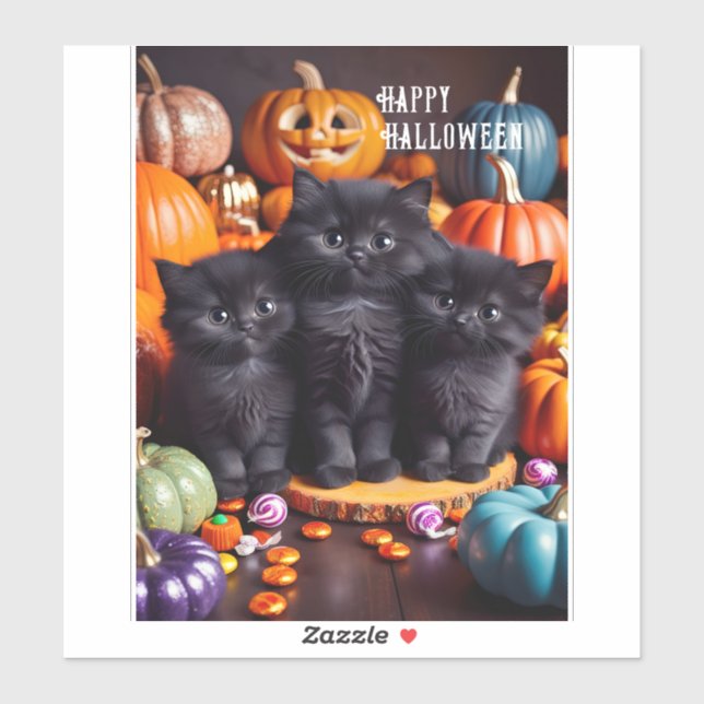 Halloween Black Cats mit Pumpkins und Candy Aufkleber (Blatt)
