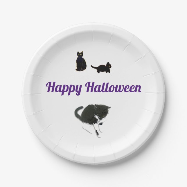 Halloween Black Cats Pappteller (Vorderseite)