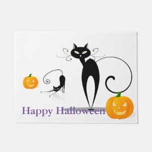 Halloween Black Cats & Pumpkins Door Mat Fußmatte