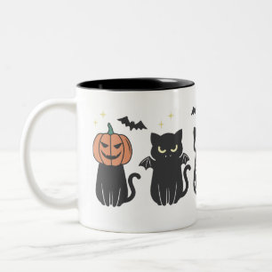 Halloween Black Cats Spooky Niedlich Funny Zweifarbige Tasse