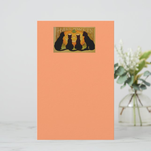 Halloween Black Cats Stationary Briefpapier (Stehend Vorderseite)