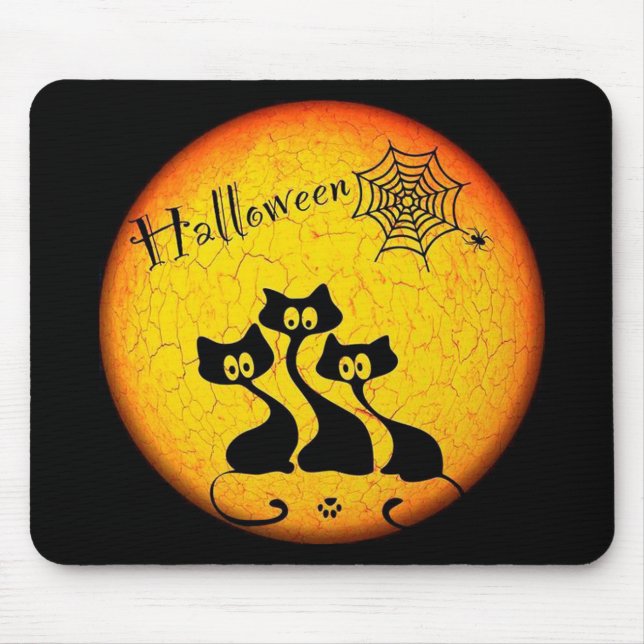 Halloween Black Cats und Spiegellerie Mousepad (Vorne)
