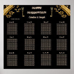 Halloween Black & Gold Skulls & Gold Seetabelle Poster