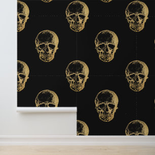 Halloween Black Gold Skulls Tapete