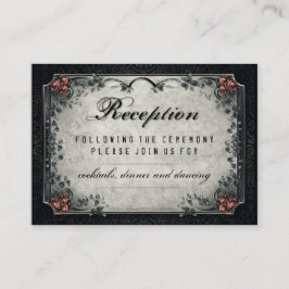 Halloween Black & Gray Rote Rosen Hochzeitsempfang Begleitkarte
