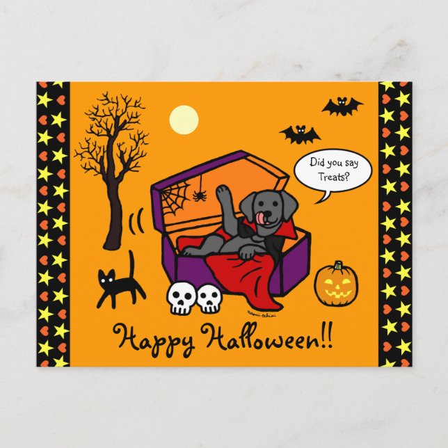 Halloween Black Lab Vampire Postkarte (Vorderseite)