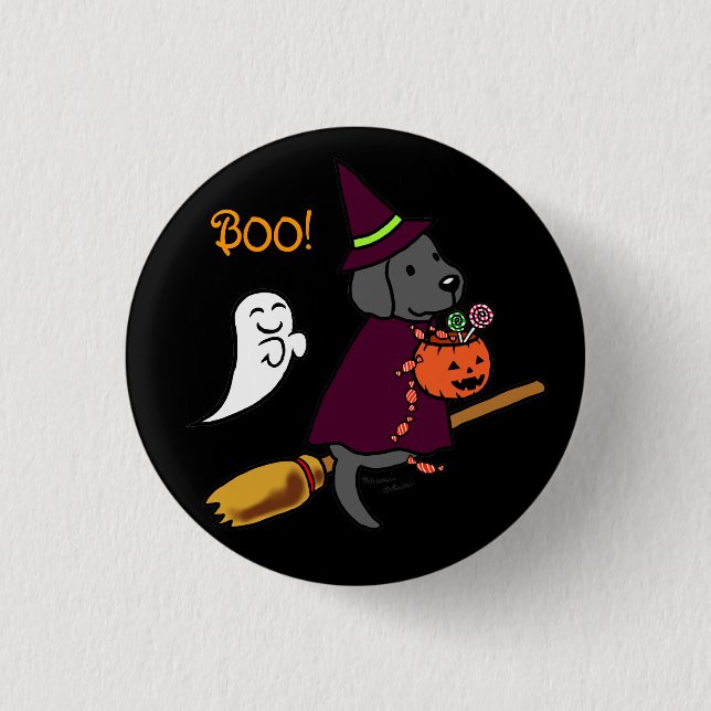 Halloween Black Labrador Cartoon 1 Button (Vorderseite)