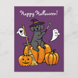 Halloween Black Labrador Cartoon 2 Postkarte