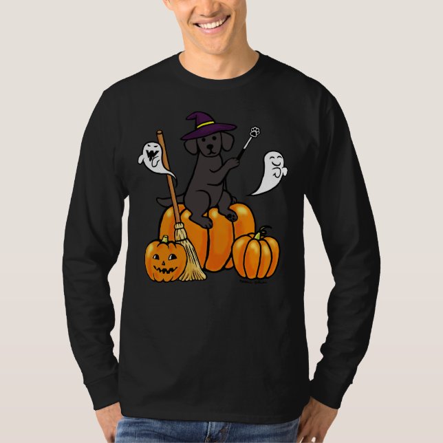 Halloween Black Labrador Magic Wand T-Shirt (Vorderseite)
