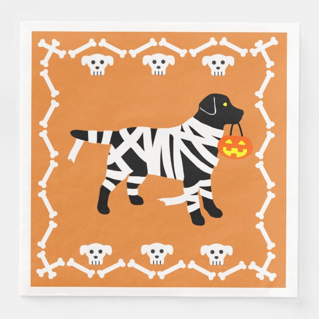 Halloween Black Labrador Mummy Serviette (Vorderseite)