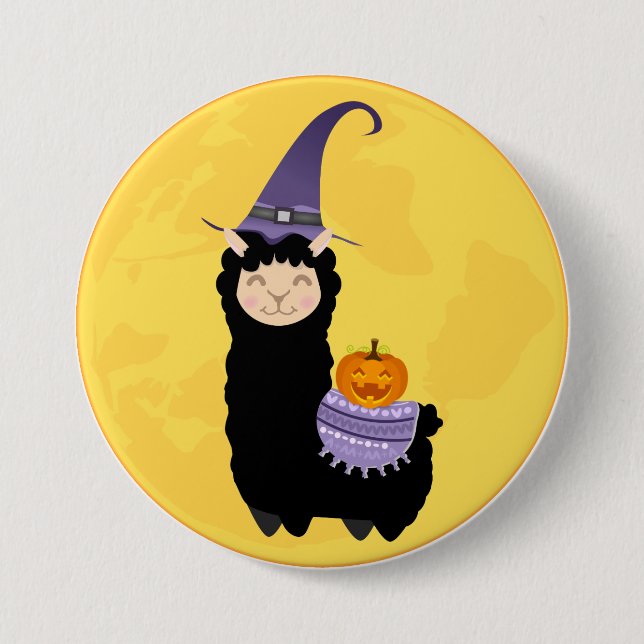 Halloween Black Llama Button (Vorderseite)