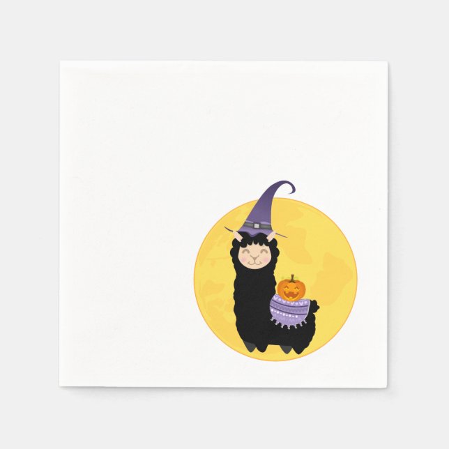 Halloween Black Llama Party Serviette (Vorderseite)
