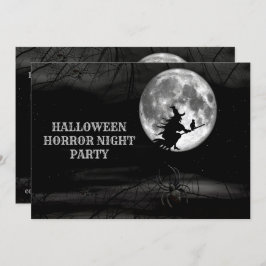 Halloween Black Night Flying Witz Vollmond Beängst Einladung