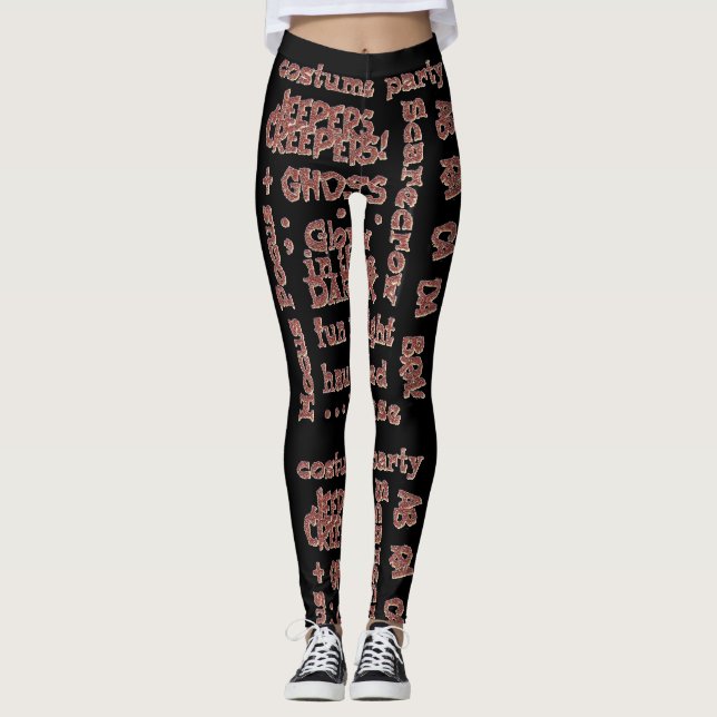 Halloween Black Orange Costume Party Leggings (Vorderseite)