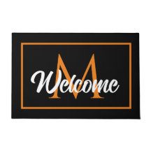 Halloween Black Orange Family Monogram Willkommen