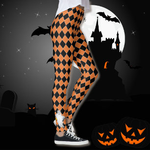 Halloween Black & Orange Ghost Pumpkin Leggings