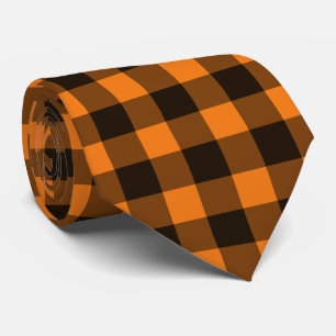 Halloween Black Orange Gingham Karo Pattern Krawatte