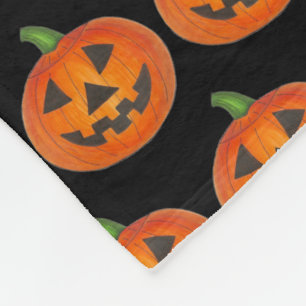 Halloween Black Orange Pumpkin Jack o' Lantern Fleecedecke