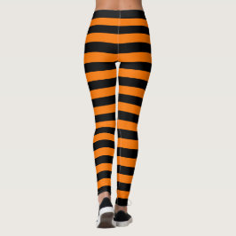 Halloween Black Orange Stripes Party Leggings