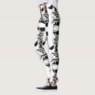 Halloween Black & Orange Typografy Concept Leggings