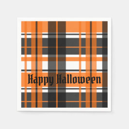 Halloween Black Orange und White Kariert Serviette