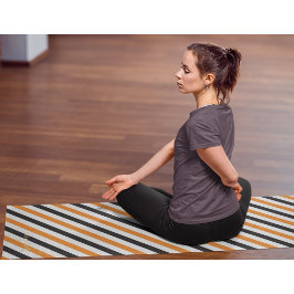 Halloween Black Orange White Stripes Gold Monogram Yogamatte