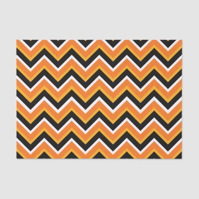 Halloween Black Orange White Zigzags Seidenpapier (Vorderseite)