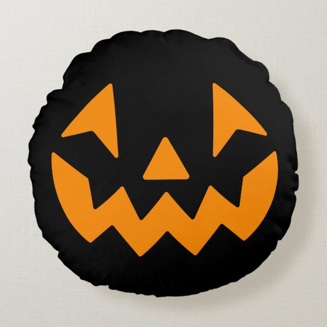Halloween Black Pumpkin Round Pillow Rundes Kissen (Vorderseite)