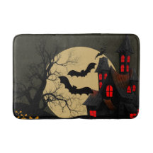 Halloween Black Red Spuk House Bat Full Moon
