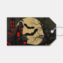 Halloween Black Red Spuk House Bat Full Moon Geschenkanhänger