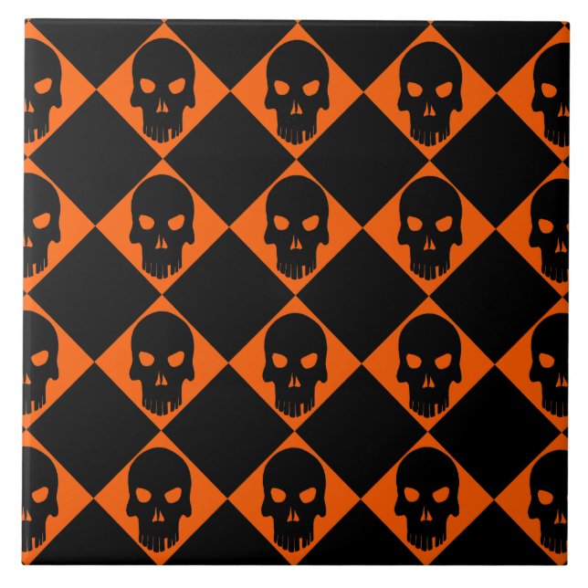 Halloween Black Skull-Keramik Fliese (Vorderseite)