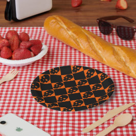 Halloween Black Skull Paper Plate Pappteller
