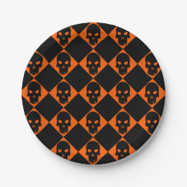 Halloween Black Skull Paper Plate Pappteller